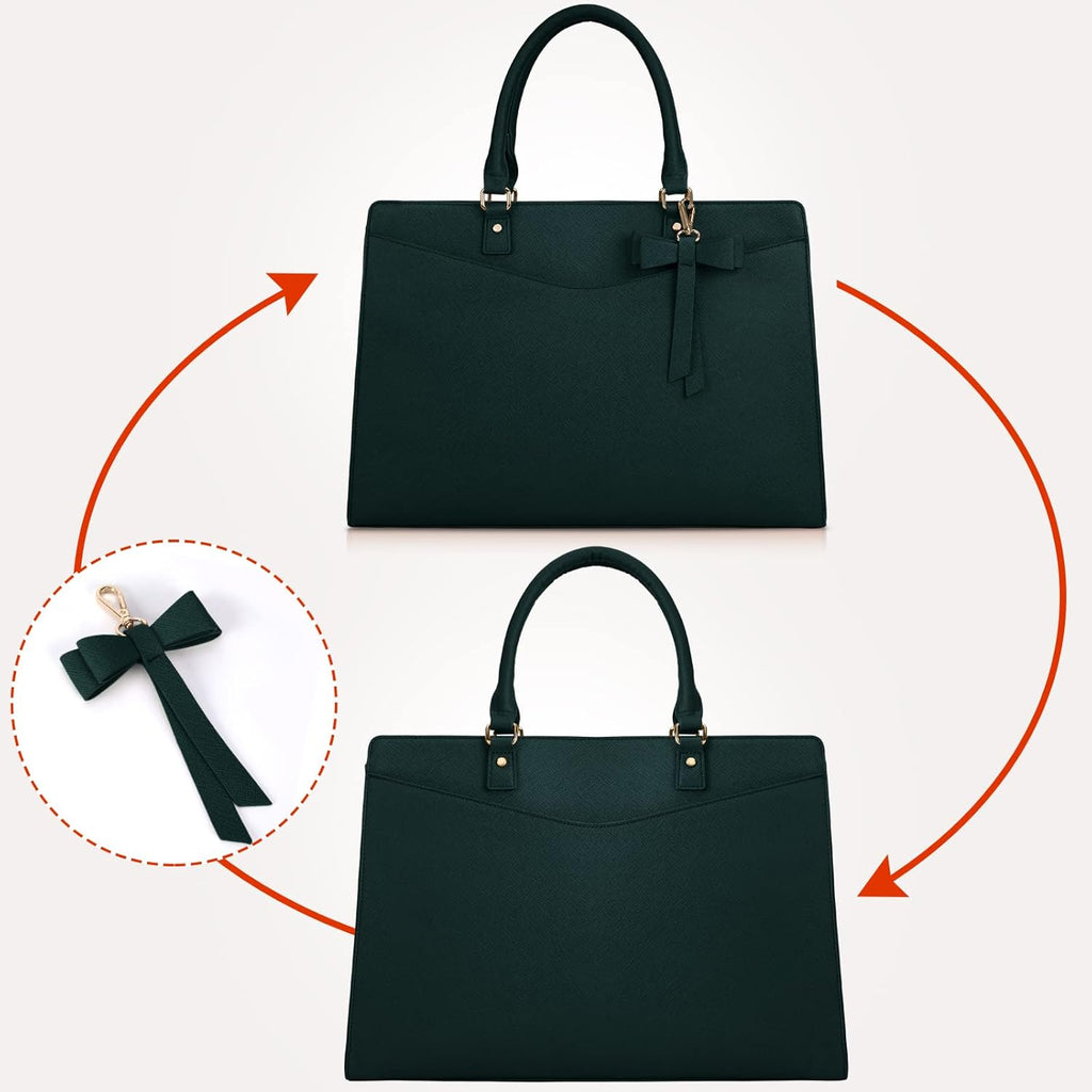 Duża skórzana torba na laptopa z wieloma przegrodami