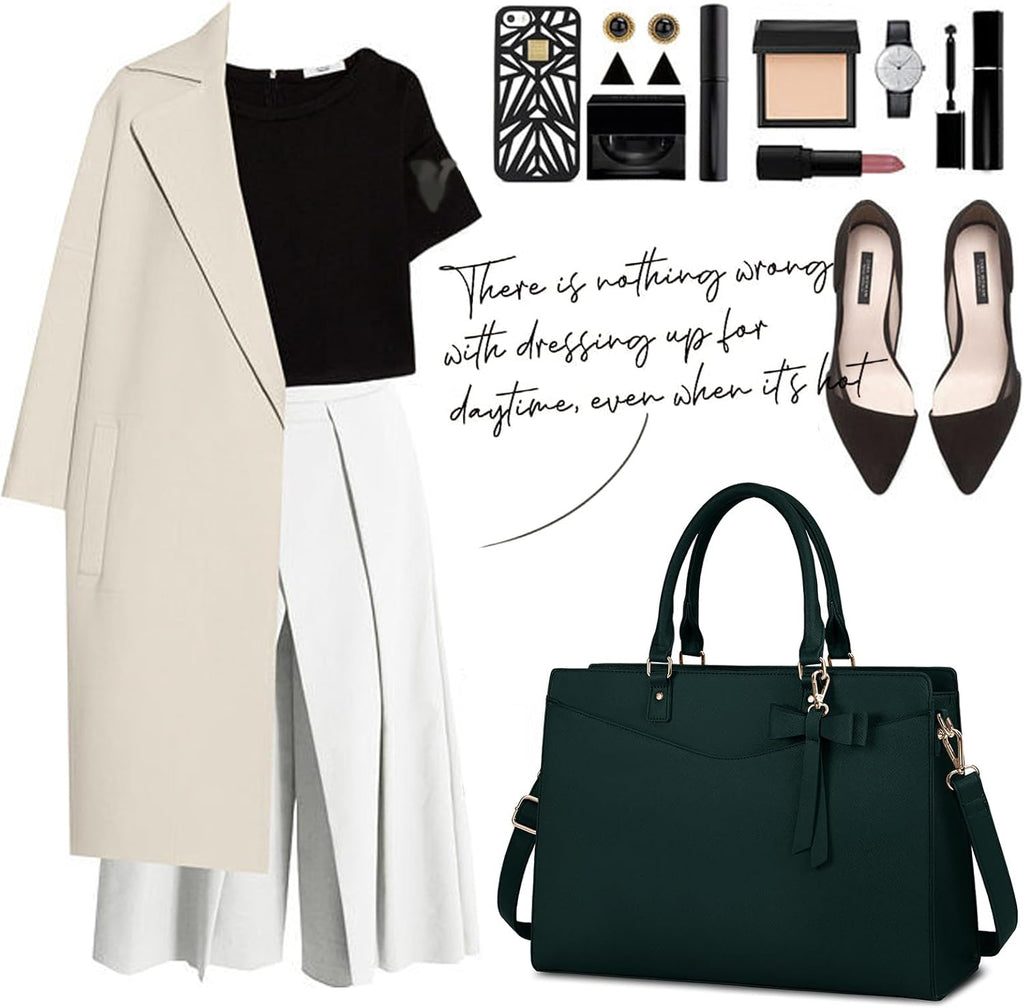 Duża skórzana torba na laptopa z wieloma przegrodami