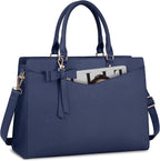 Bolso grande de cuero para portátil con múltiples compartimentos