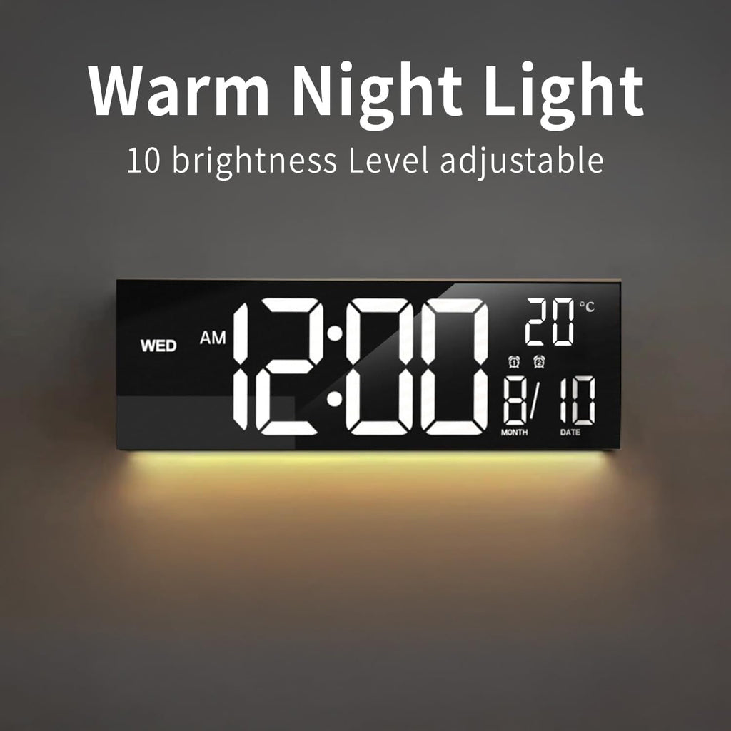 Large LED Digital Wall Clock with Rgb Color Display and Dual Alarm - Image 2