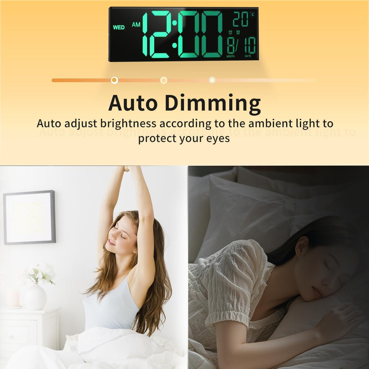 Large LED Digital Wall Clock with Rgb Color Display and Dual Alarm - Image 4
