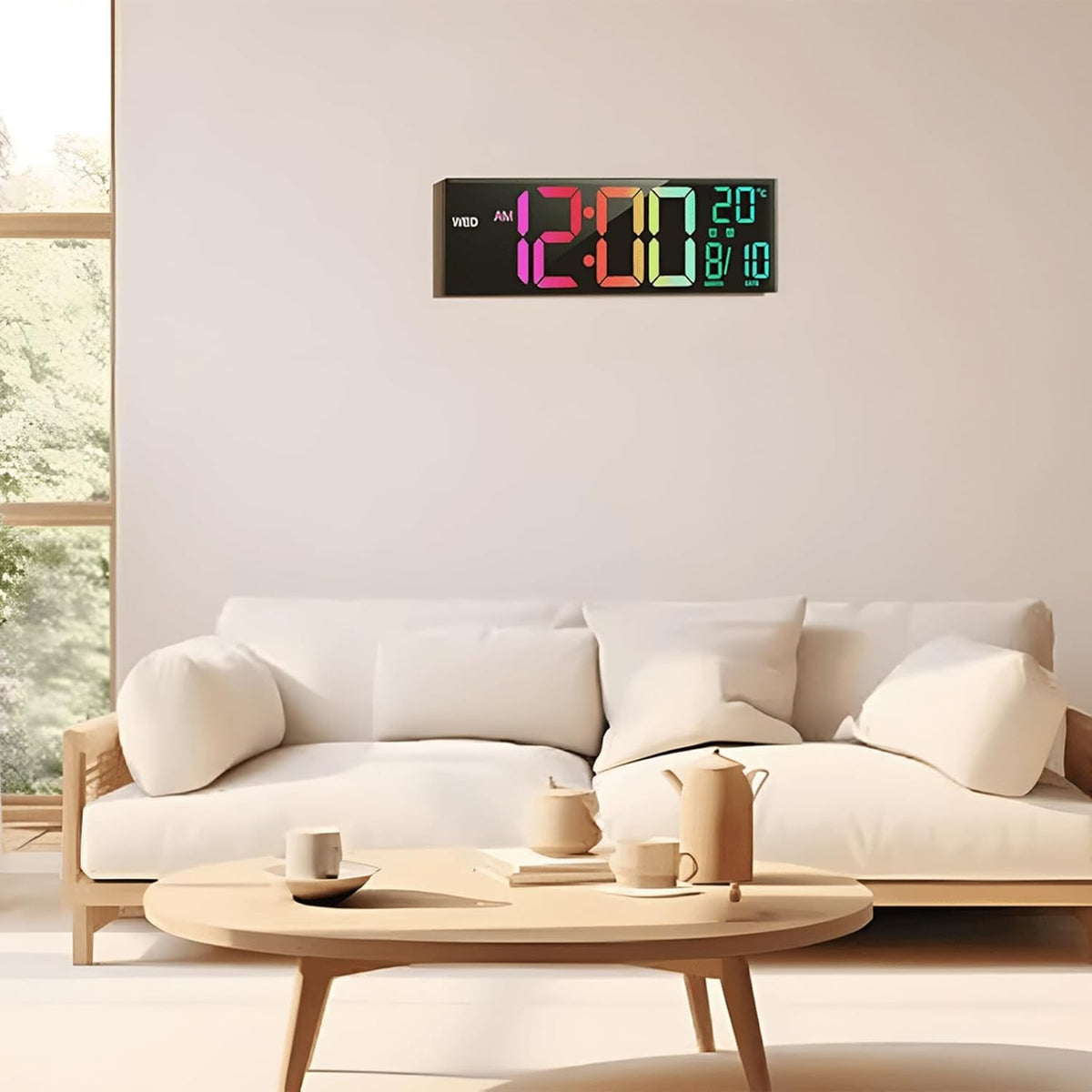 Large LED Digital Wall Clock with Rgb Color Display and Dual Alarm - Image 7