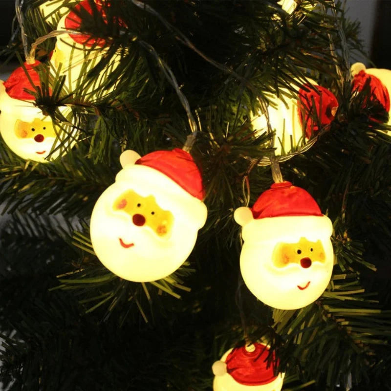 LED Christmas Lights String with 20 Santa Heads Battery Operated Indoor Decoration - Image 3