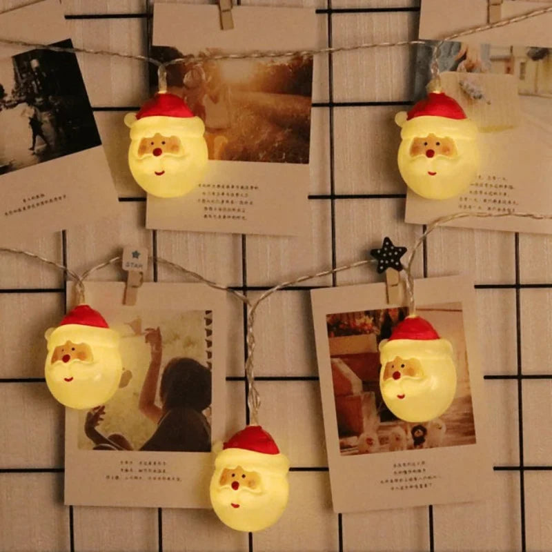 LED Christmas Lights String with 20 Santa Heads Battery Operated Indoor Decoration - Image 4