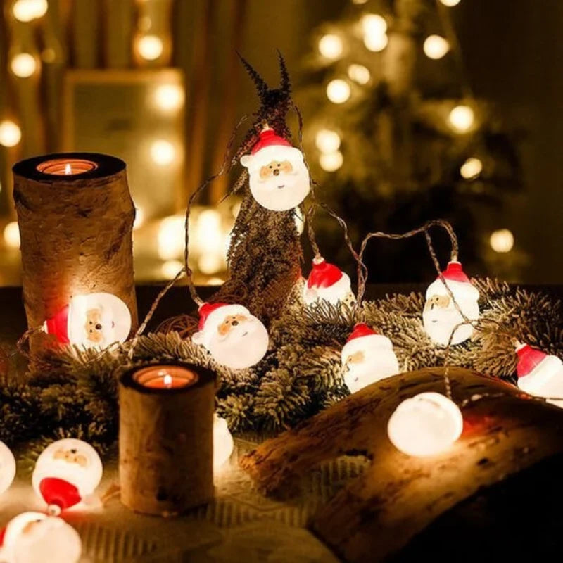 LED Christmas Lights String with 20 Santa Heads Battery Operated Indoor Decoration - Image 7