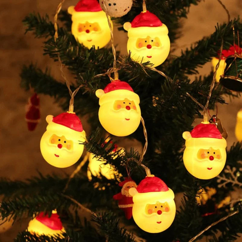 LED Christmas Lights String with 20 Santa Heads Battery Operated Indoor Decoration - Image 8