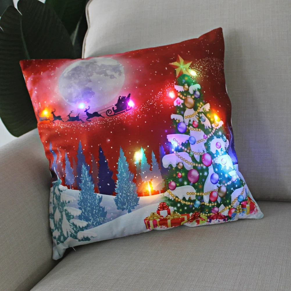 LED Christmas Pillow Cover with Luminous Holiday Patterns and Soft Fabric for Festive Home Décor - Image 6