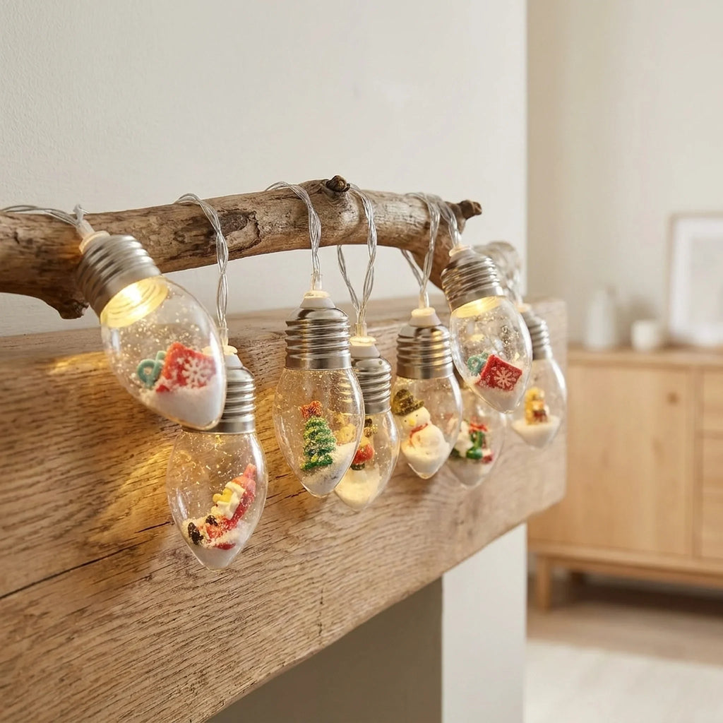 LED Christmas String Lights with Warm White Glow and Miniature Holiday Figurines - Image 1