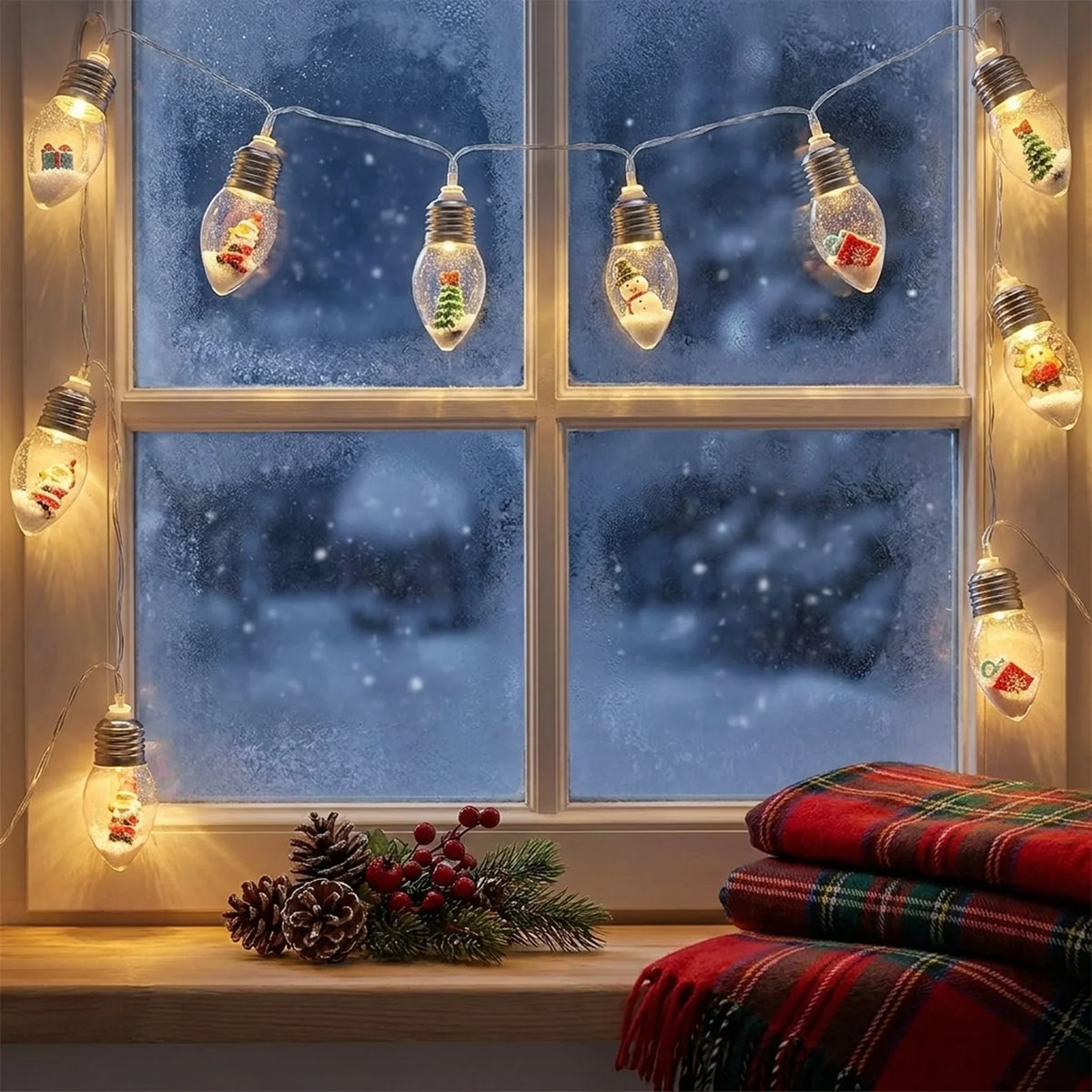 LED Christmas String Lights with Warm White Glow and Miniature Holiday Figurines - Image 3