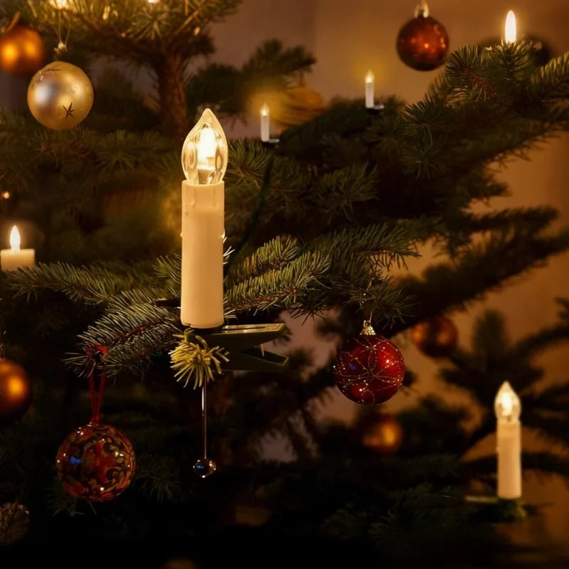 LED Christmas Tree Lights with Clip-On Candles and Warm White Flicker - Image 1