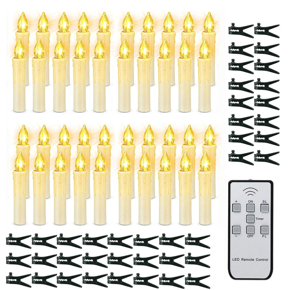 LED Christmas Tree Lights with Clip-On Candles and Warm White Flicker - Image 9