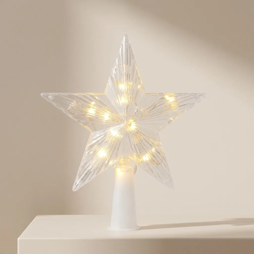 LED Christmas Tree Topper Star Light with Warm White and Battery Operation - Image 1
