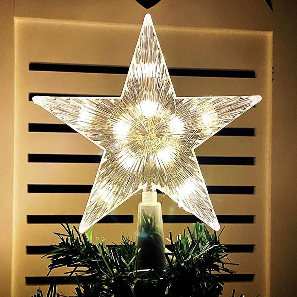 LED Christmas Tree Topper Star Light with Warm White and Battery Operation - Image 2