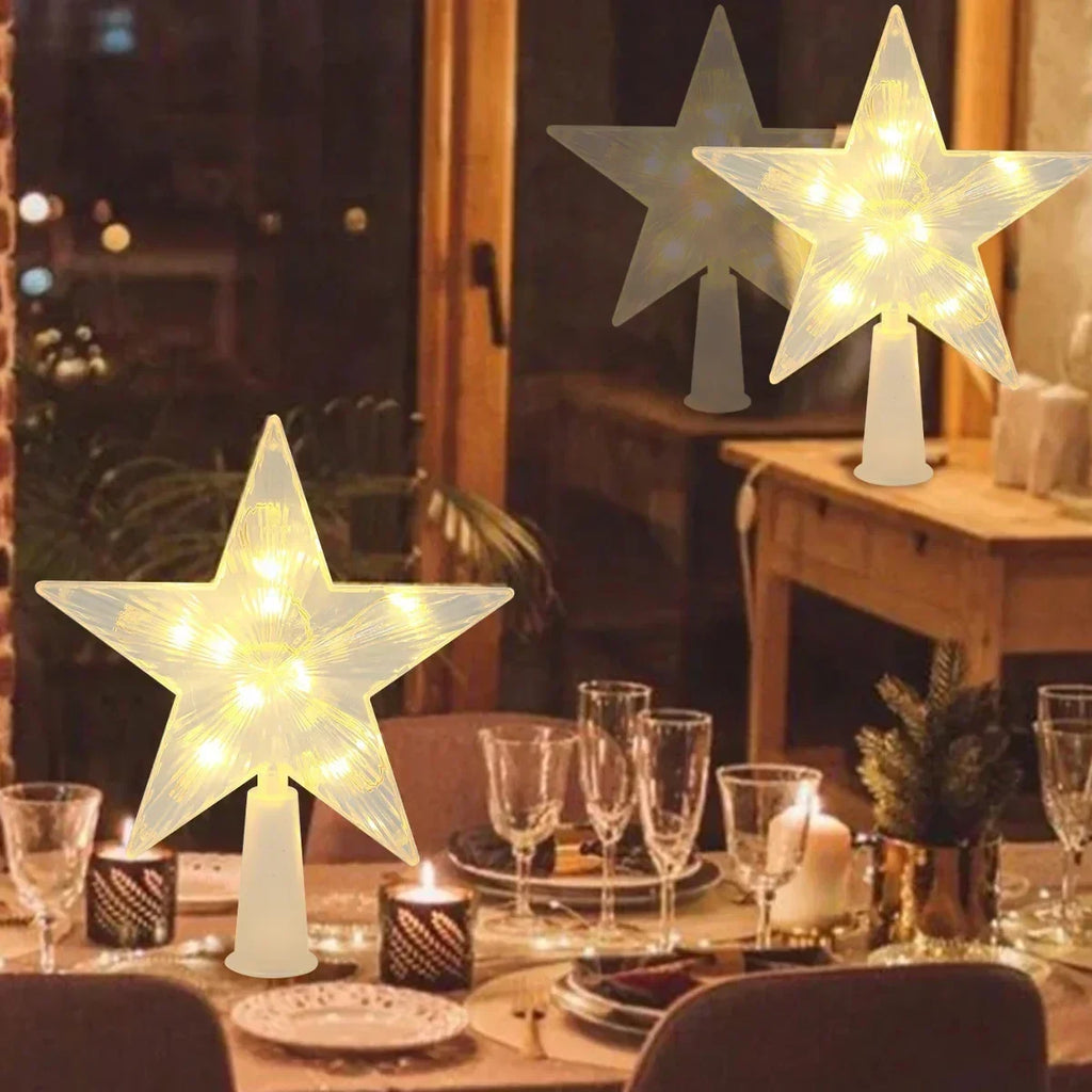 LED Christmas Tree Topper Star Light with Warm White and Battery Operation - Image 3