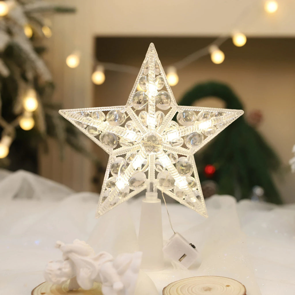 LED Christmas Tree Topper Star Light with Warm White and Battery Operation - Image 4