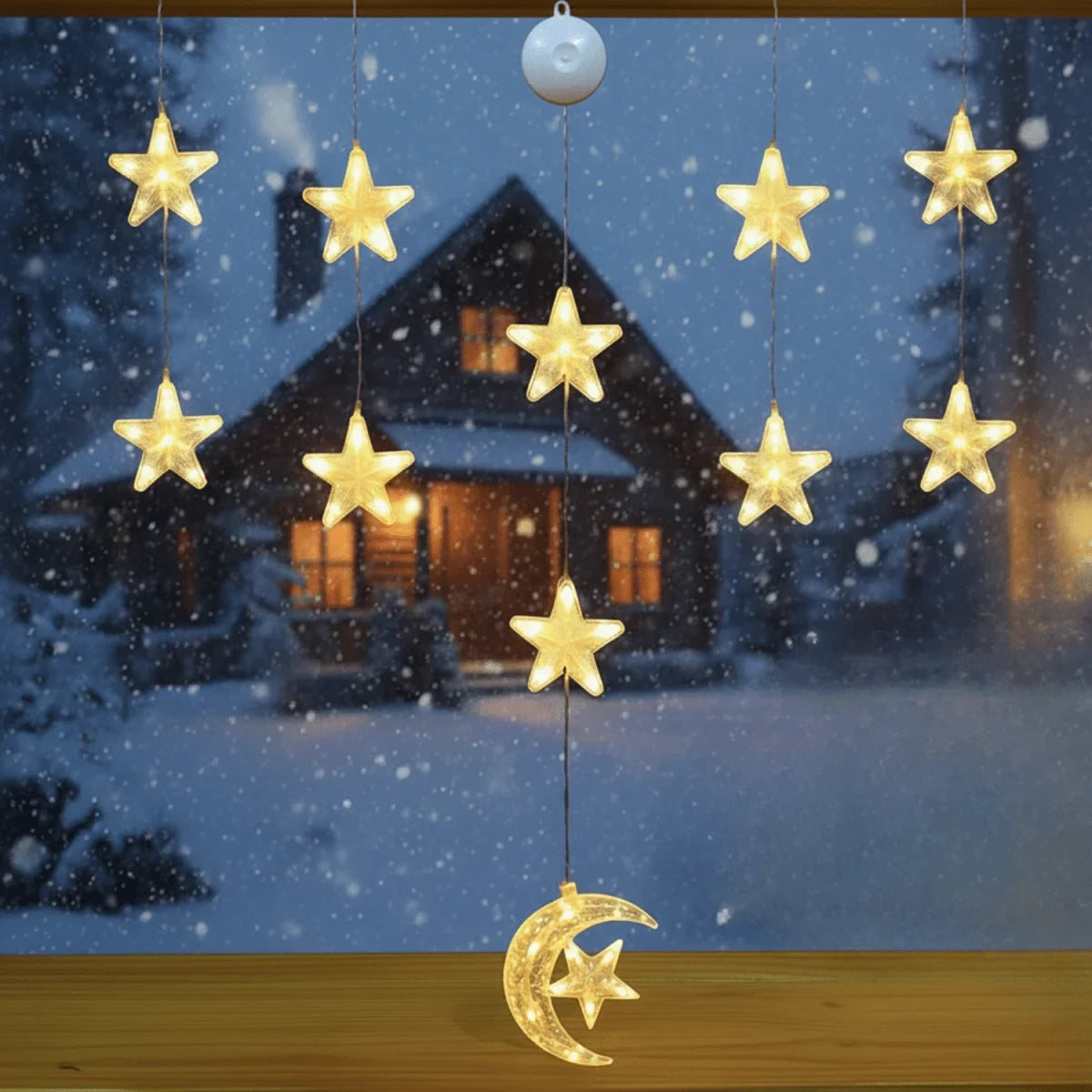 LED Christmas Window Lights with Suction Cup and Battery Box for Glass Decorations - Image 1