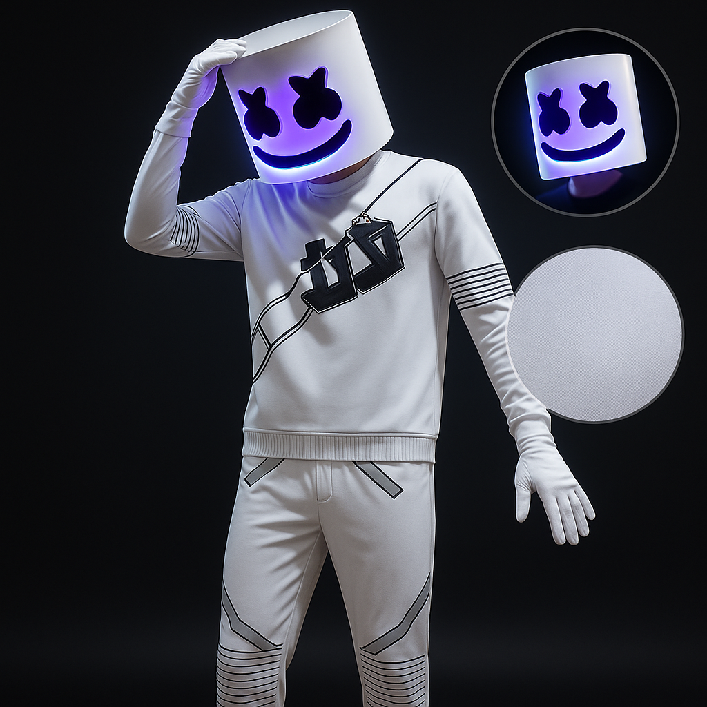 LED DJ Costume Set with Light-Up Mask, Hoodie and Pants - Image 1
