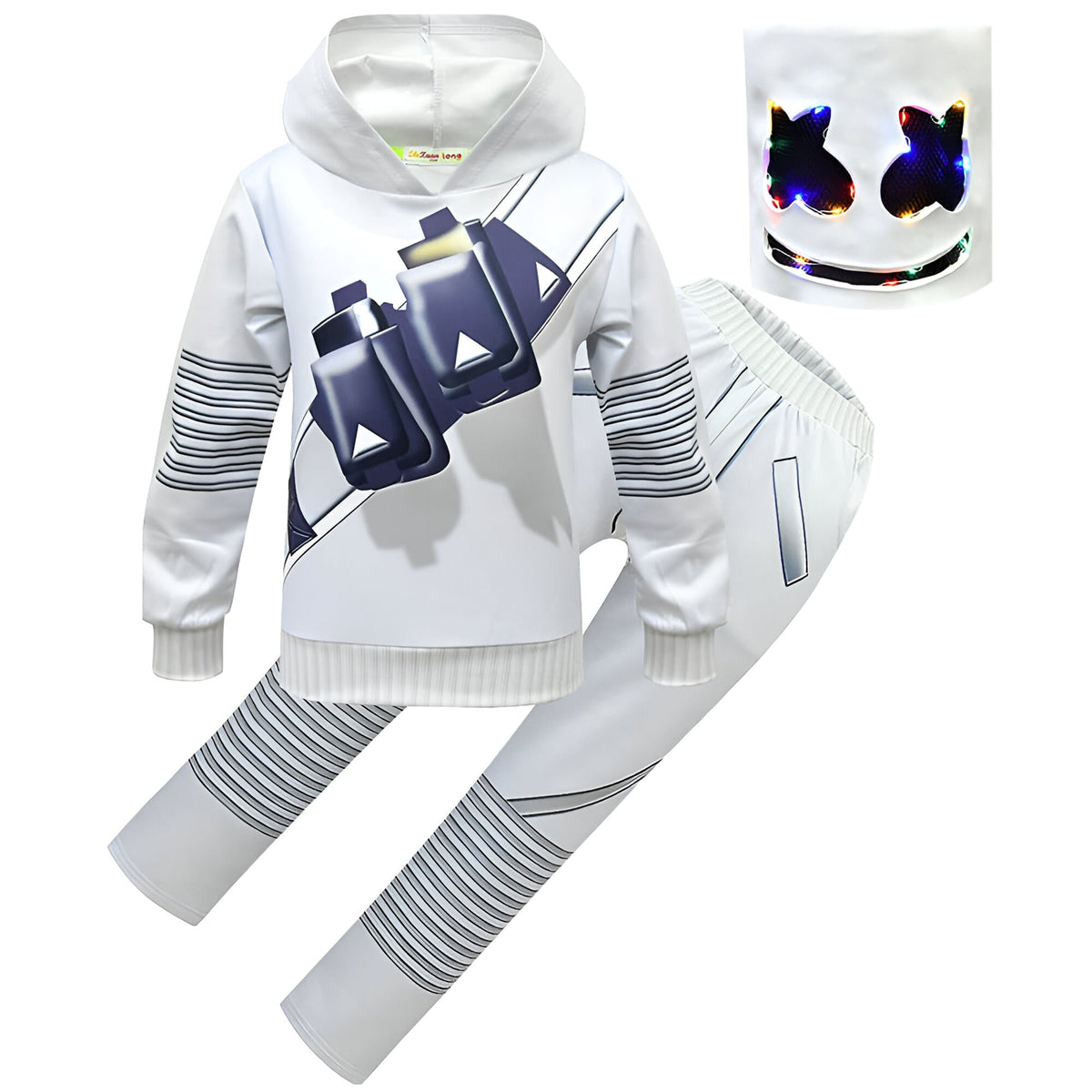 LED DJ Costume Set with Light-Up Mask, Hoodie and Pants - Image 10