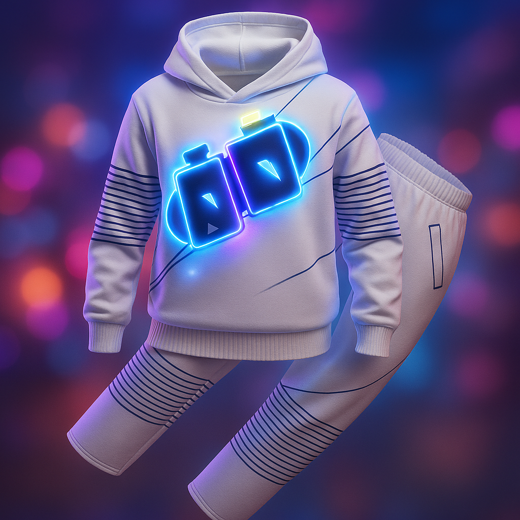 LED DJ Costume Set with Light-Up Mask, Hoodie and Pants - Image 2
