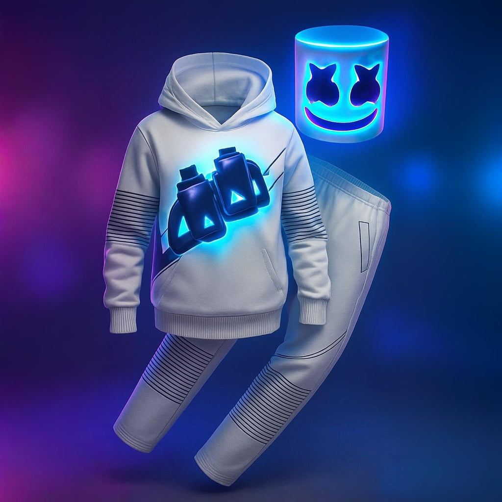 LED DJ Costume Set with Light-Up Mask, Hoodie and Pants - Image 3