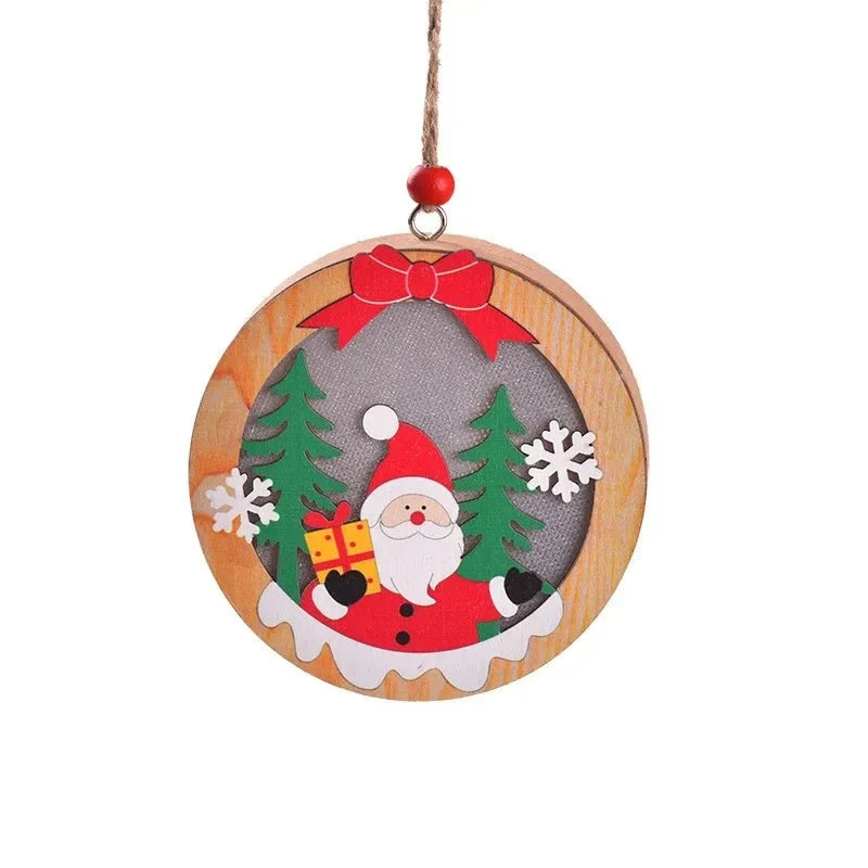 LED Light Up Wooden Christmas Ornaments with Warm Glow for Xmas Tree Decorations - Image 10