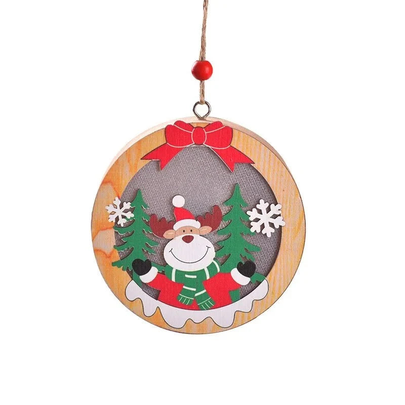 LED Light Up Wooden Christmas Ornaments with Warm Glow for Xmas Tree Decorations - Image 11