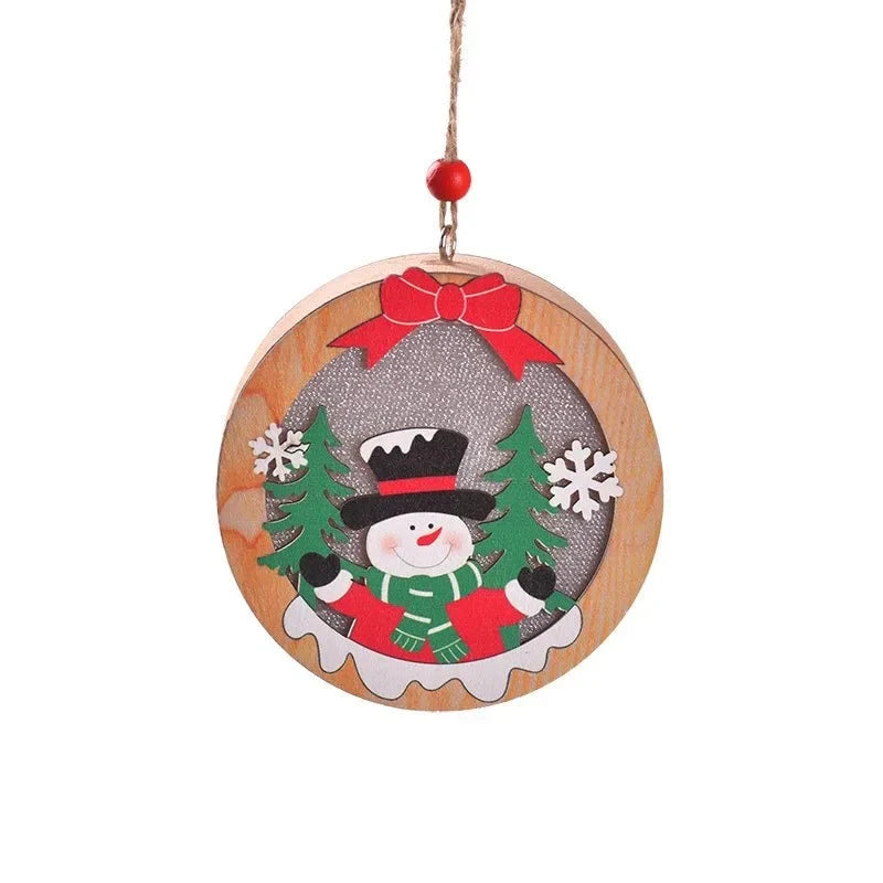 LED Light Up Wooden Christmas Ornaments with Warm Glow for Xmas Tree Decorations - Image 12