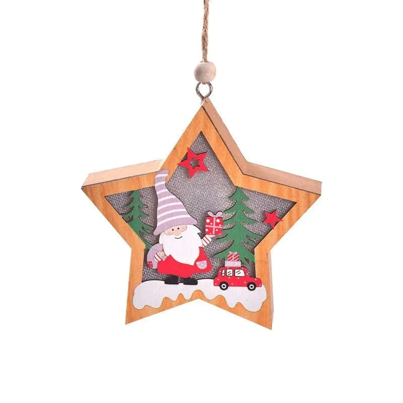 LED Light Up Wooden Christmas Ornaments with Warm Glow for Xmas Tree Decorations - Image 4