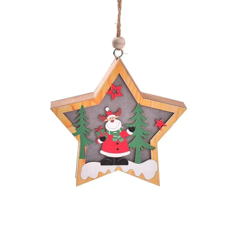 LED Light Up Wooden Christmas Ornaments with Warm Glow for Xmas Tree Decorations - Image 6