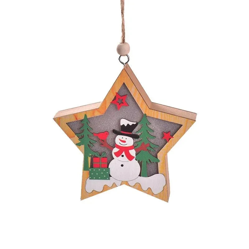 LED Light Up Wooden Christmas Ornaments with Warm Glow for Xmas Tree Decorations - Image 7