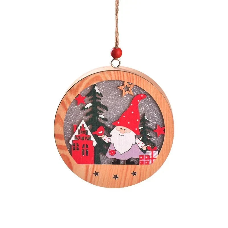 LED Light Up Wooden Christmas Ornaments with Warm Glow for Xmas Tree Decorations - Image 8