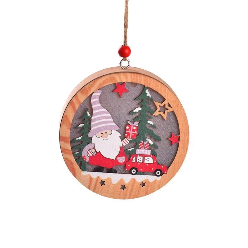LED Light Up Wooden Christmas Ornaments with Warm Glow for Xmas Tree Decorations - Image 9