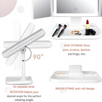 Miroir LED compact universel pour maquillage avec trois couleurs de lumière