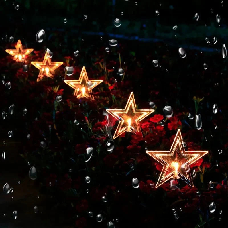 LED Pathway Lights with Star-Shaped Design Warm White Outdoor Lighting Set of 5 Weatherproof Stakes - Image 6