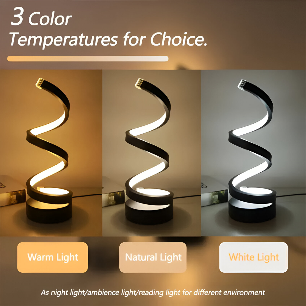 LED Table Lamp with Spiral Design Adjustable Color Temperature and Circular Base - Image 11