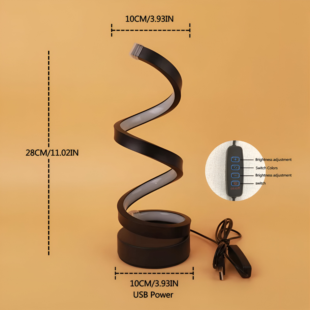 LED Table Lamp with Spiral Design Adjustable Color Temperature and Circular Base - Image 13