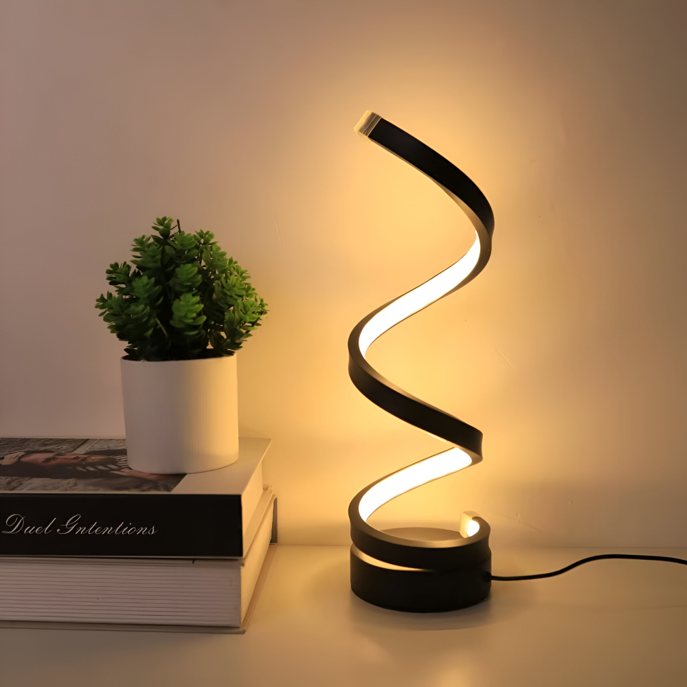 LED Table Lamp with Spiral Design Adjustable Color Temperature and Circular Base - Image 2