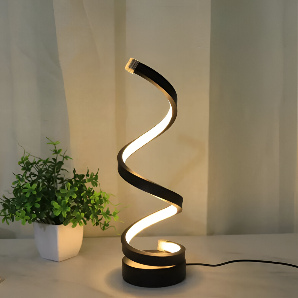 LED Table Lamp with Spiral Design Adjustable Color Temperature and Circular Base - Image 3