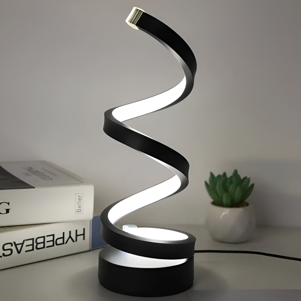 LED Table Lamp with Spiral Design Adjustable Color Temperature and Circular Base - Image 4