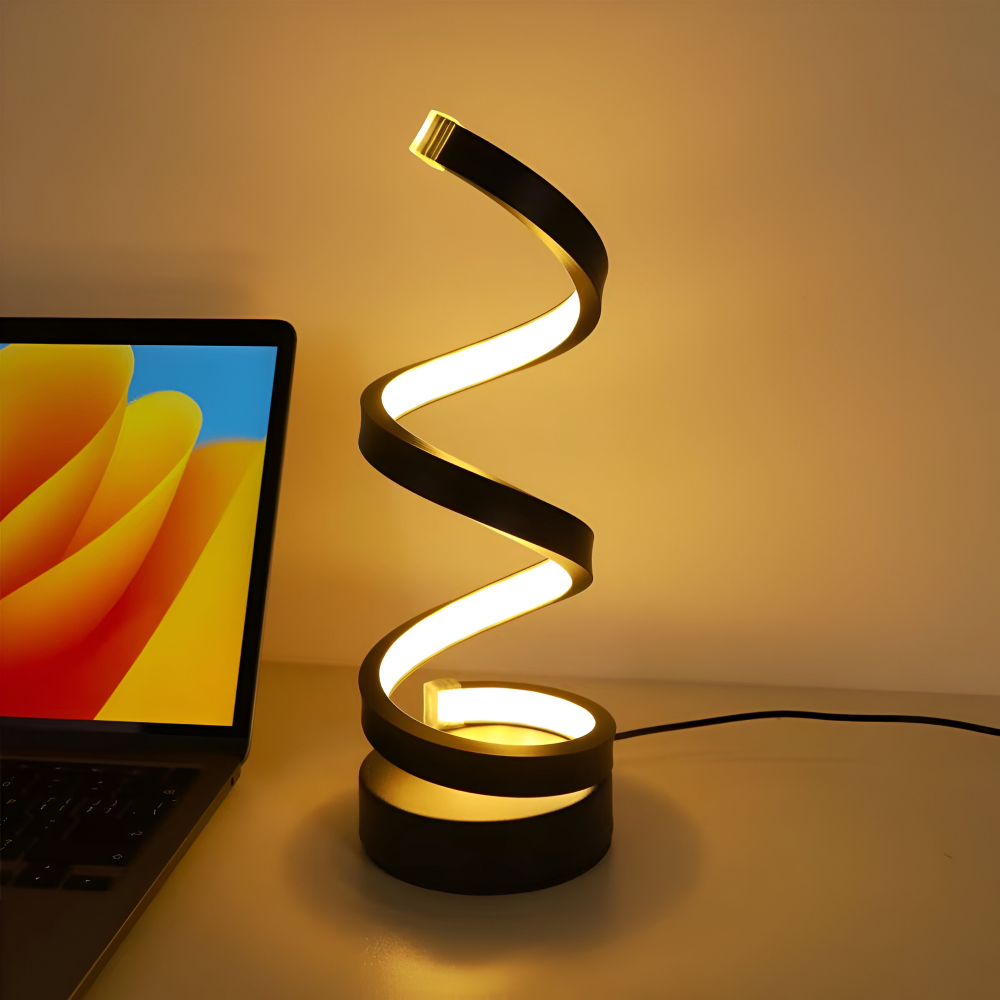 LED Table Lamp with Spiral Design Adjustable Color Temperature and Circular Base - Image 5