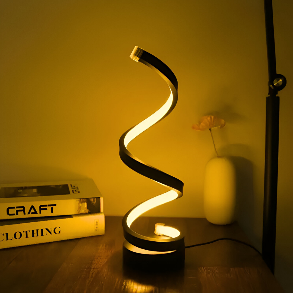 LED Table Lamp with Spiral Design Adjustable Color Temperature and Circular Base - Image 6