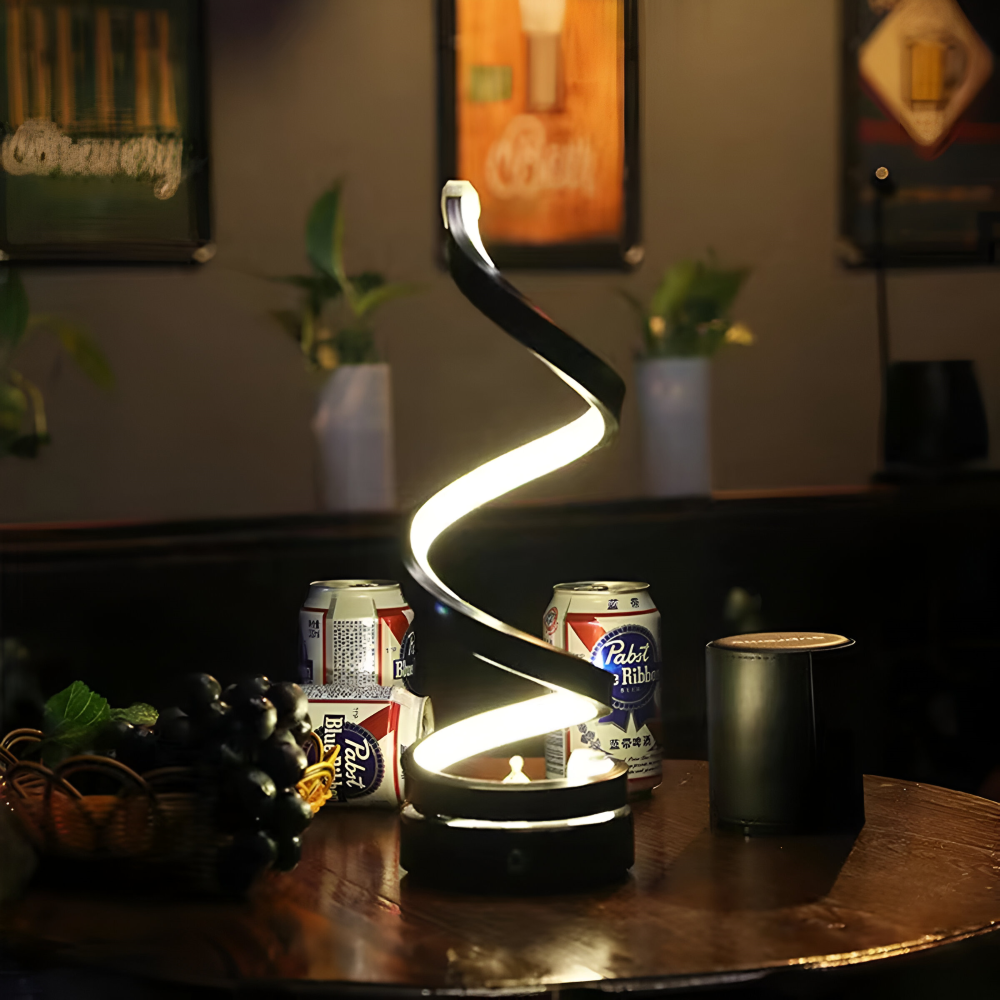 LED Table Lamp with Spiral Design Adjustable Color Temperature and Circular Base - Image 8