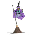 Life-Size Outdoor Halloween Witch Decoration with Flying Broomstick and LED Eyes - Image 1