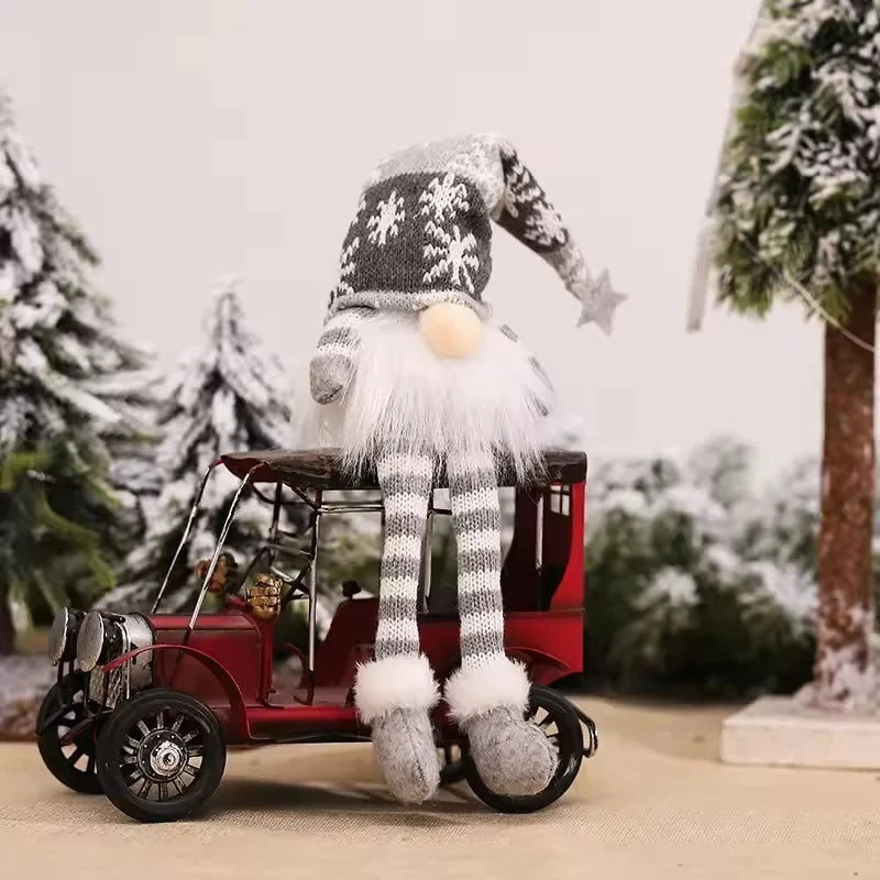 Light Up Christmas Gnome with Knit Snowflake Hat and Plush Faux Fur Beard - Image 11