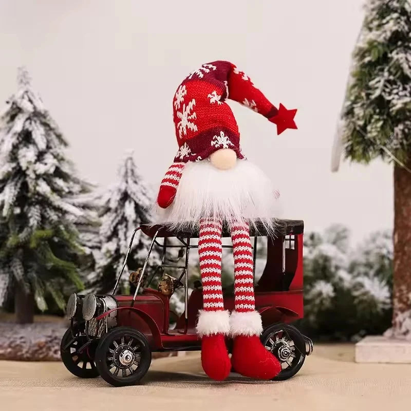 Light Up Christmas Gnome with Knit Snowflake Hat and Plush Faux Fur Beard - Image 12