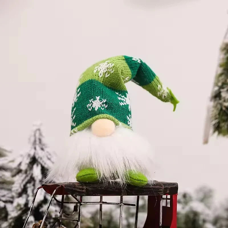 Light Up Christmas Gnome with Knit Snowflake Hat and Plush Faux Fur Beard - Image 13