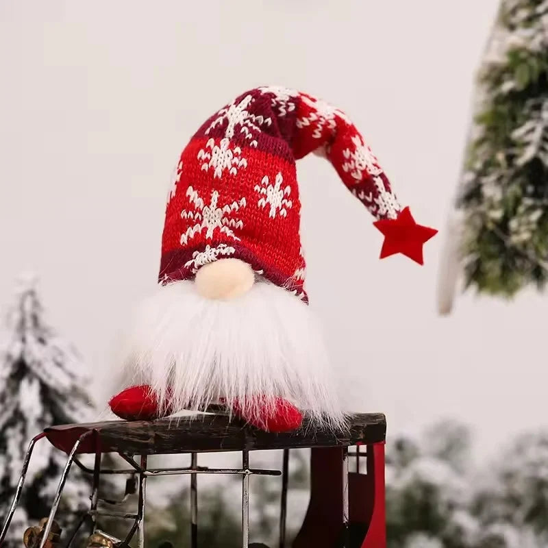 Light Up Christmas Gnome with Knit Snowflake Hat and Plush Faux Fur Beard - Image 14