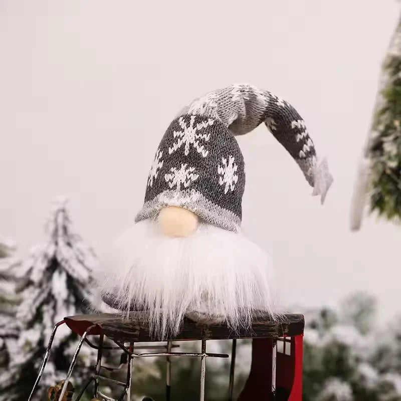 Light Up Christmas Gnome with Knit Snowflake Hat and Plush Faux Fur Beard - Image 15