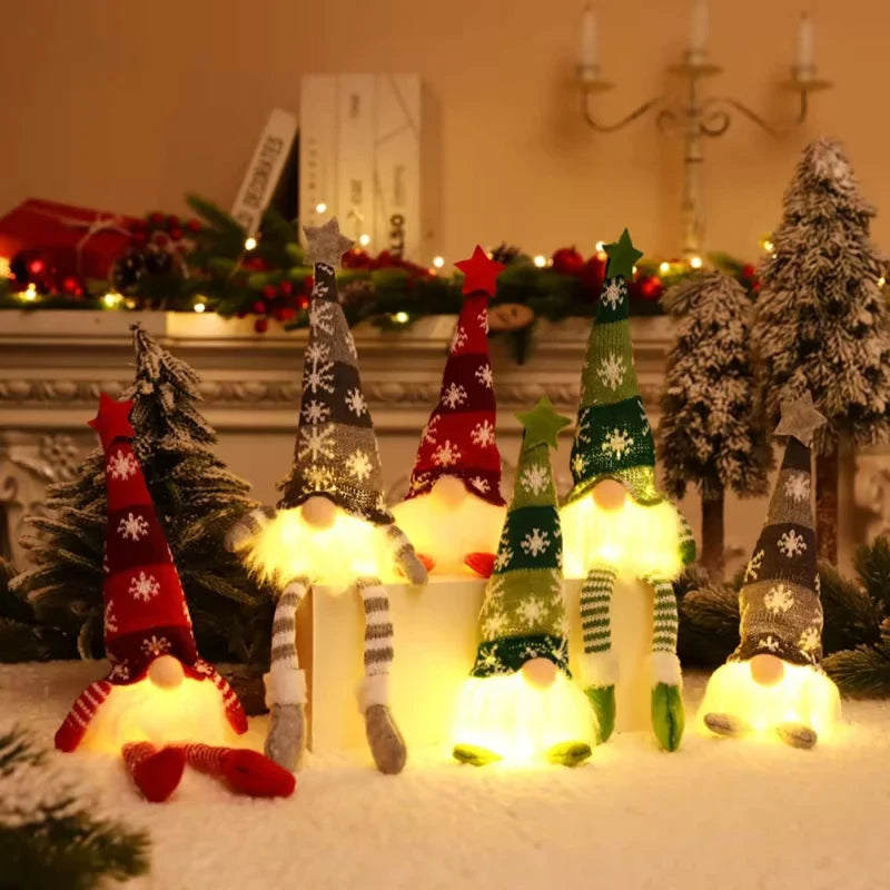 Light Up Christmas Gnome with Knit Snowflake Hat and Plush Faux Fur Beard - Image 5