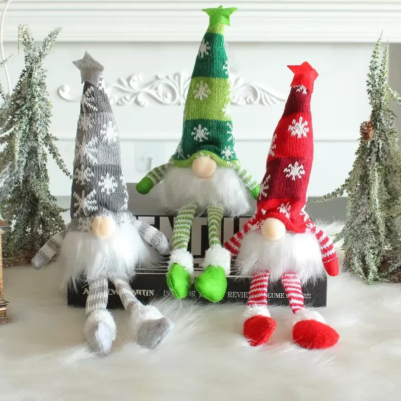 Light Up Christmas Gnome with Knit Snowflake Hat and Plush Faux Fur Beard - Image 6
